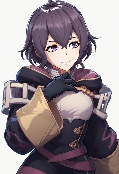 score_9, score_8_up, score_7_up, source_anime, 1girl, solo, <lora:zs_EngagePortraitsXL:1> engageportraits, portrait, white background ADDCOMM
smile, hand on own chest, <lora:femorgan-pdxl-nvwls-v1:1> feMorgan, short dress, black gloves