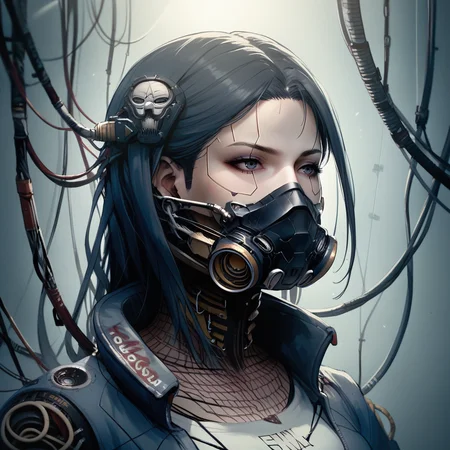 score_9,score_8_up,score_7_up,score_6_up,source_anime,rating_safe, close up, 1girl, <lora:CyberWare:0.8>cyb3rwar3, cyborg, cyberpunk, exposed mechanics, cable, mask, cables in head,, zPDXL2,