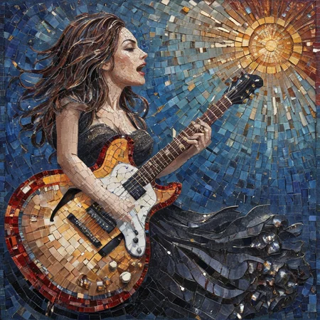 chorale, duration,arpeggio, hard rock, ArsMJStyle, Mosaic art <lora:ArsMJStyleSDXL_-_Mosaic:0.9>