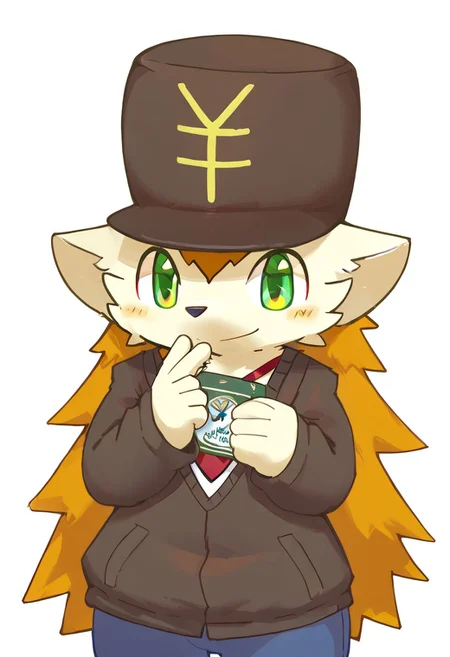 furry, kemono, hedgehog, cute, zPDXL2, zPDXLpg, zPDXL, hat with yen sign, male, smile, solo, blush