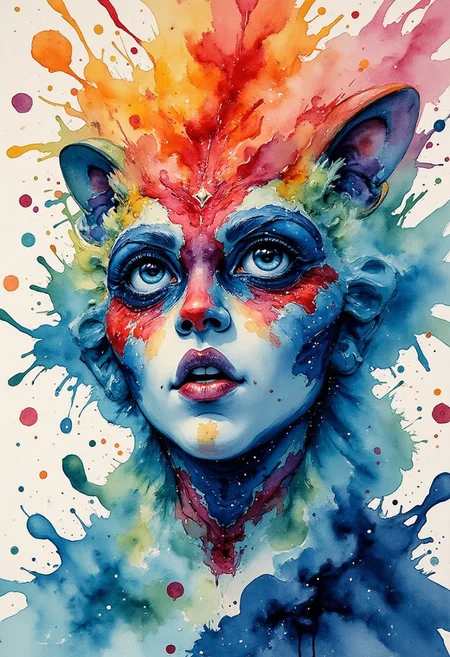 When arriving, auspices shakes the mountains and rivers,
When returning, grey hair pray for justice,
One morning, entering the king's palace,
Resolve the name left behind ...
art by Valerie Hegarty,
metamorphosis, painting, sculpture, social-commentary, female-artist,
watercolor painting, splash, vibrant, beautiful, painterly, detailed, textural, artistic,
Impressionism, loose brushwork, light and shadow play, captures feeling over form, intricate details, highly detailed, vivid,
Jedwtclr, watercolor art