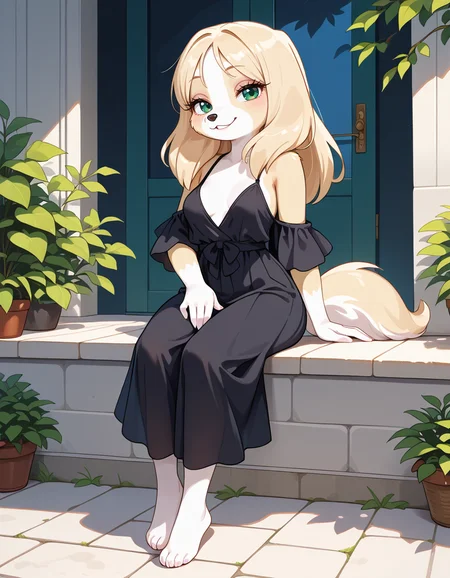 masterpiece, best quality, very aesthetic, absurdres,
outdoors,
full body, seductive smile, parted lips, long eyelashes,
<lora:Kelsey_v01_NAIXL:1>
Ke1s3y,1girl,solo,furry,furry female, dog girl, long hair, blonde hair, dog ears, green eyes, snout, animal nose, body fur, two-tone fur, yellow fur, white fur, dog tail,