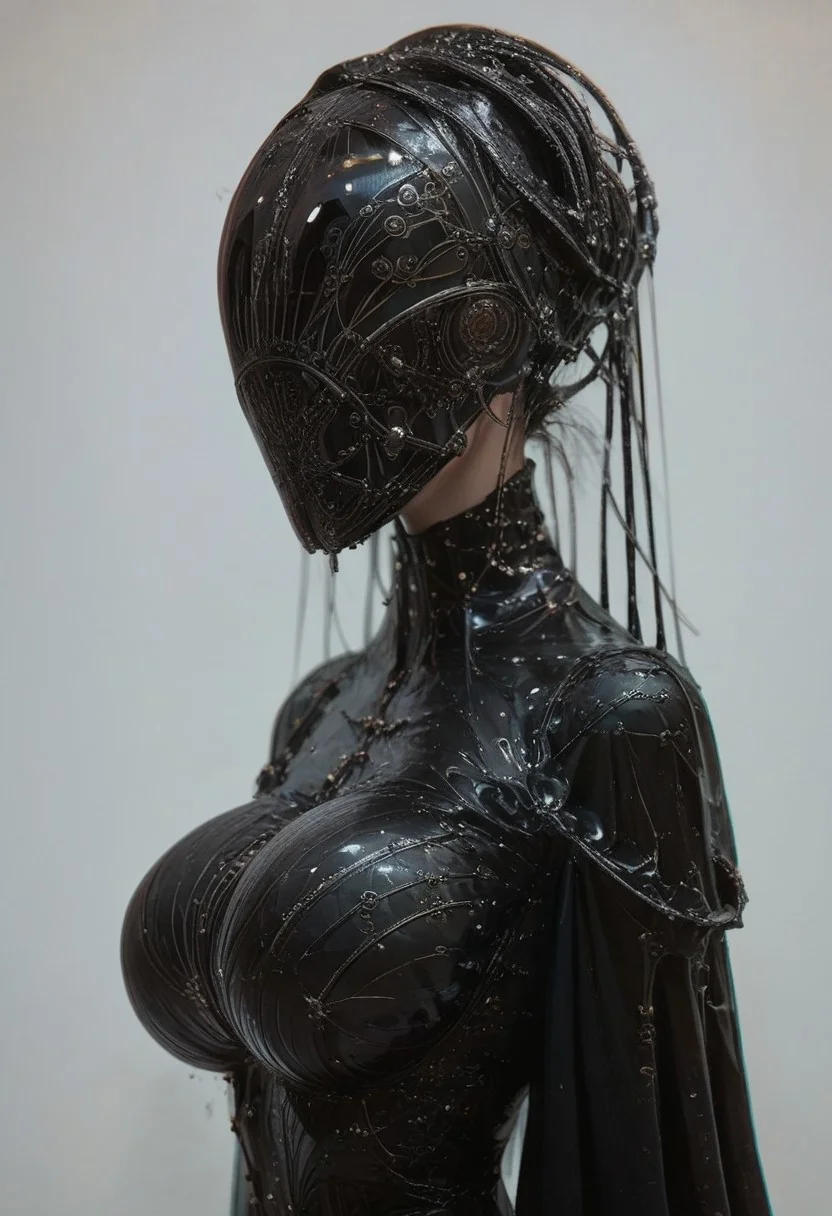 score_9, score_8_up, score_7_up, rating_safe, concept art, semi-realistic, 1girl, solo.
Young beautiful face, fit body,
(Big breast), (round breasts:1.5),
FaceLessMask, Faceless, Eyeless, Mask.
Robor mask, Chrome mask