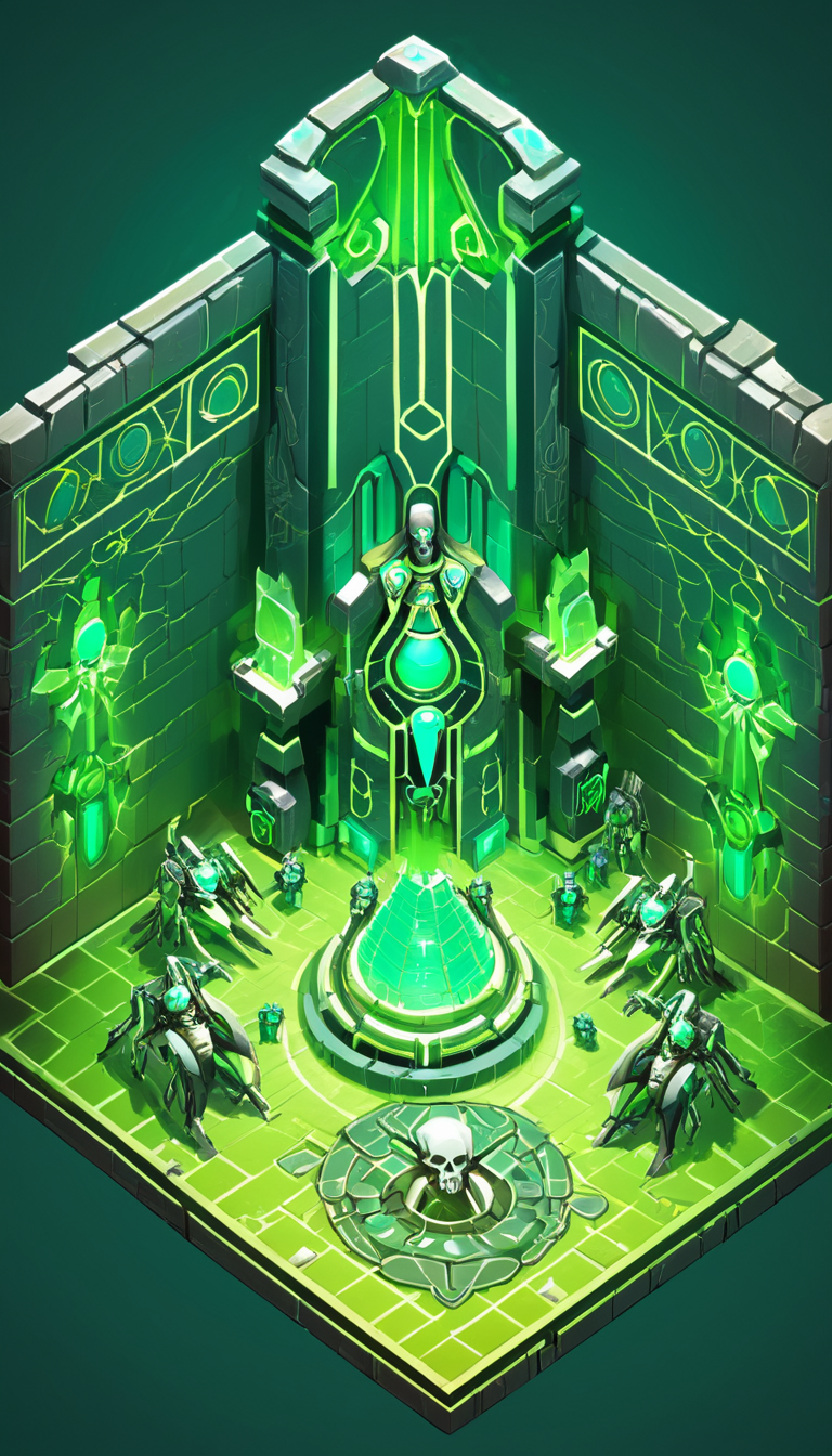 isometric style Necrons, scenery, detailed background, masterpiece, best quality, high quality, absurdres <lora:necrons_xl_v1:1> . vibrant, beautiful, crisp, detailed, ultra detailed, intricate