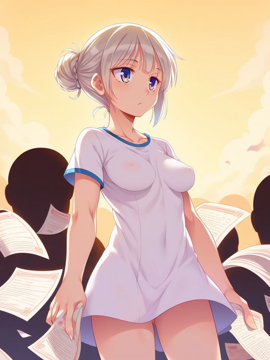 Flat papercut style score_9, score_8_up, score_7_up, best quality, masterpiece, 4k, uncensored, perfect lighting, rating_explicit, very aesthetic, anime BREAK
1girl with (breast breasts),
platinum blonde hair Side Bun,
asphalt gray (short sleeve dress),
medium breasts,
geo_(yukishitadou),
simple background, . Silhouette, clean cuts, paper, sharp edges, minimalist, color block trending on artstation, hyperrealism, matte <lora:breasts++-PD-breast_bags-1.0:1.2>