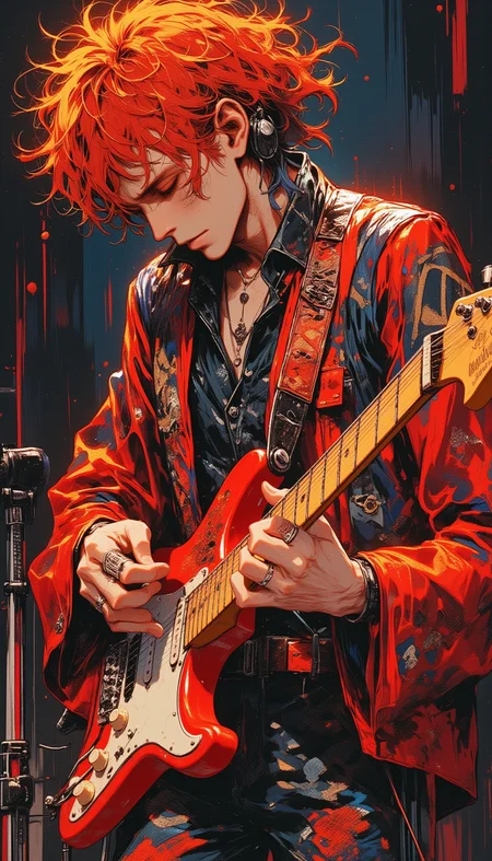 Ziggy played guitar
Jamming good with Weird and Gilly
And the Spiders from Mars
He played it left hand
But made it too far
Became the special man
Then we were Ziggy's band
Ziggy really sang
Screwed-up eyes and screwed-down hairdo
Like some cat from Japan
He could lick 'em by smiling
He could leave 'em to hang
They came on so loaded, man
Well-hung and snow-white tan
So where were the spiders
While the fly tried to break our bones?
With just the beer light to guide us
So we bitched about his fans
And should we crush his sweet hands?