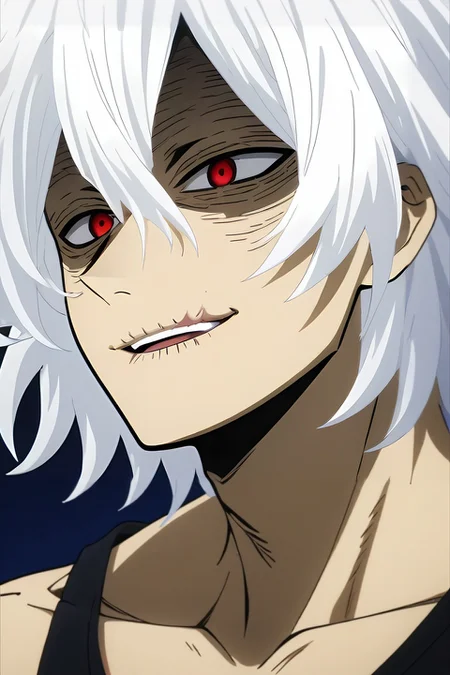 score_9, score_8_up, score_7_up, source_anime, rating_safe, intricate details, anime screencap, anime coloring, official style, , , 1boy, solo, male focus, <lora:tomura_shigaraki_pony:0.96>, tomura_shigaraki, white hair, red eyes, bangs, hair between eyes, scar, scar on face, messy hair, , teeth, smile, mole under mouth, rule of thirds, concert, night, crescent moon, yoga, open mouth, , <lora:sdxl_lightning_8step_lora:1>