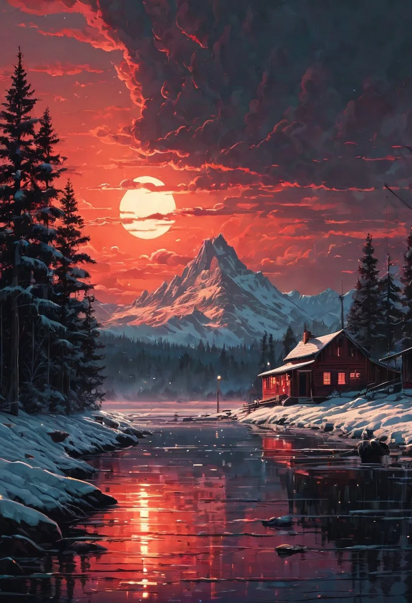by [Lawren Harris:Kurzgesagt:0.25] and [Alena Aenami|Junji Ito] in the style of Terry Redlin