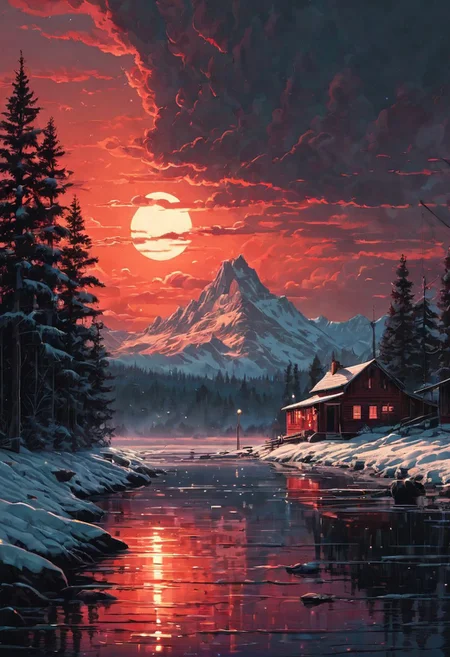 by [Lawren Harris:Kurzgesagt:0.25] and [Alena Aenami|Junji Ito] in the style of Terry Redlin