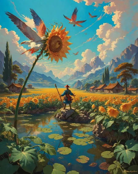 Renaissance style, Baroque, anime artwork Jules Dupre (dramatic clouds), Sunflower plantation at midday, dragonfly over pond scum, hayrick with wooden pitchfork,hazel grouse drumming.,
<lora:Wild_Anime_2025:0.7>,
<lora:风格:0.7> style10,
<lora:extremely_detailed:0.7> extremely detailed ,
<lora:aidmaImageUpgraderSDXL-v0.3:0.5> aidmaImageUpgrader,
<lora:add-detail-xl:0.7>,
<lora:HyperdetailedColoredPencilIl:0.3> ArsMJStyle, Colored pencil hyperdetailed realism, . anime style, key visual, vibrant, studio anime, highly detailed, Fantasy painting art style, imaginative, dynamic composition, professional-grade execution, creates immersive world and landscape, painterly, epic, magical, dramatic, exuberant, grandeur, baroque art, oil painting art style from Renaissance period, masterful composition, Renaissance mood, renaissance oil painting, brush strokes, Realistic, perspective, light and shadow, religious or mythological themes, highly detailed