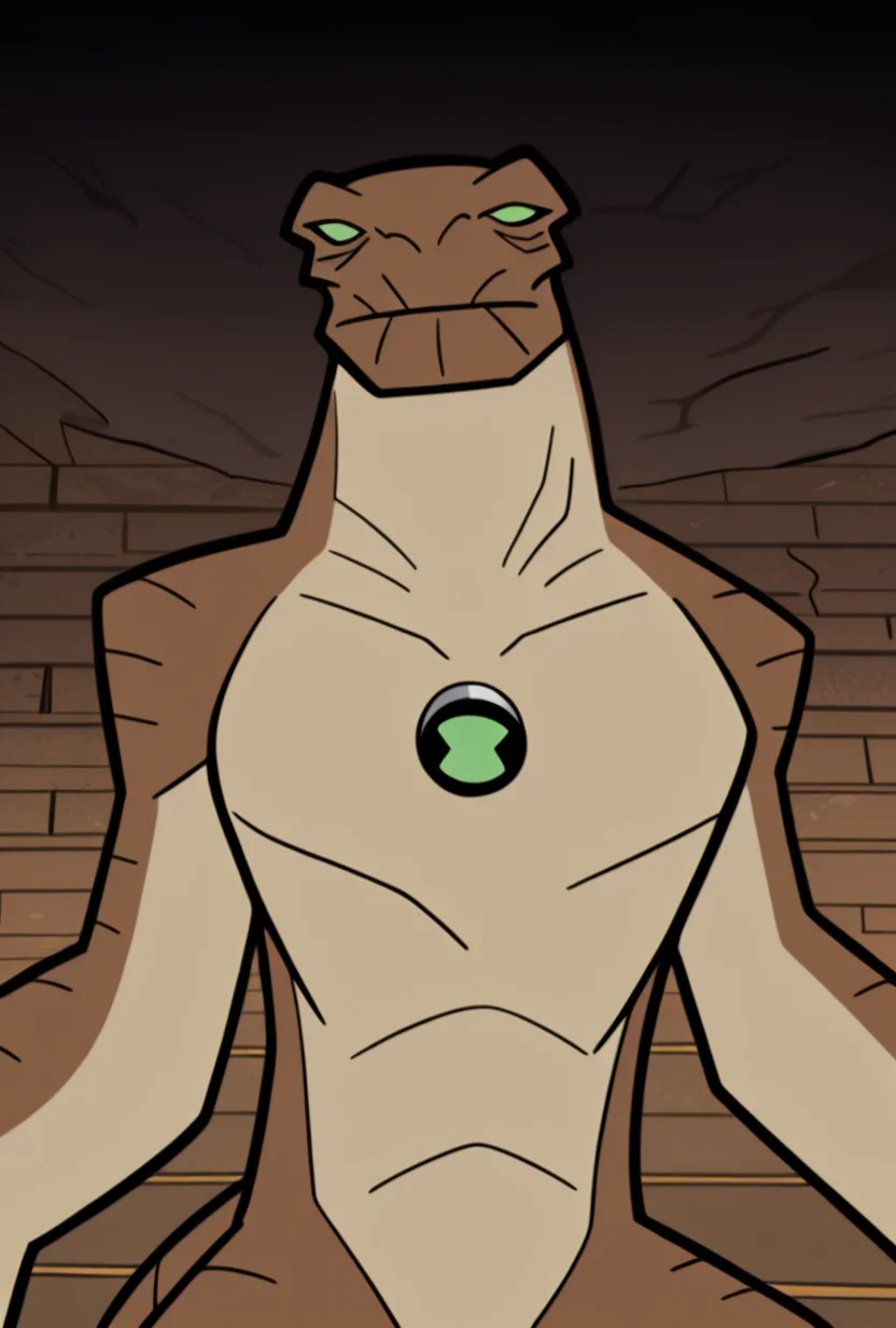 <lora:humungousaur-08:1> humungousaur, dinosaur, 1boy, male focus, solo, green eyes, no humans, brown skin, , green sclera, tail, no pupils, zoomed out view, cowboy shot,    <lora:Clerks_The_Animated_Series_V2:1> ClerksTAS, masterpiece, best quality, amazing quality, very aesthetic, absurdres, newest,