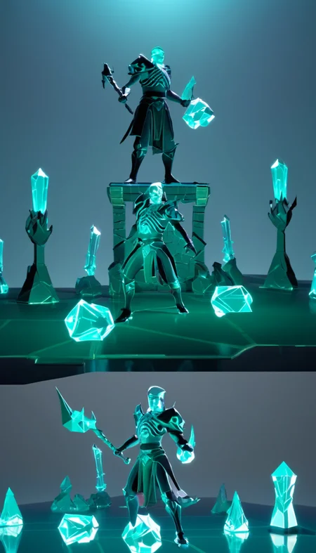 low-poly style Cinematic scene, hero view, d4d necromancer <lora:diablo_4_necromancer_xl_v1:1>, action pose, masterpiece, best quality, high quality, highres, absurdres . low-poly game art, polygon mesh, jagged, blocky, wireframe edges, centered composition