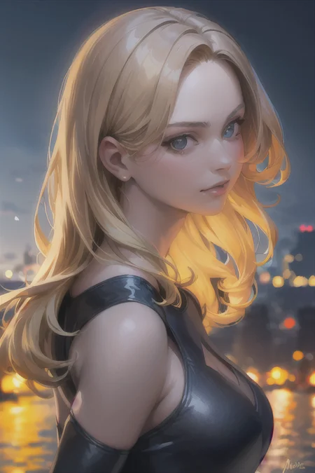 artgerm, 1girl, masterpiece, detailed, looking at viewer, solo, night, portrait, <lora:supergirl_test_v2b:0.6>