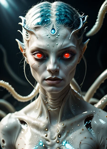 score_9, score_8_up, score_7_up, score_6_up, score_5_up,
femalien, female, white skin, glowing eyes, tentacles,
masterpiece, best quality, sharp_details, game_cg
<lora:FemAlien_Pony:1>