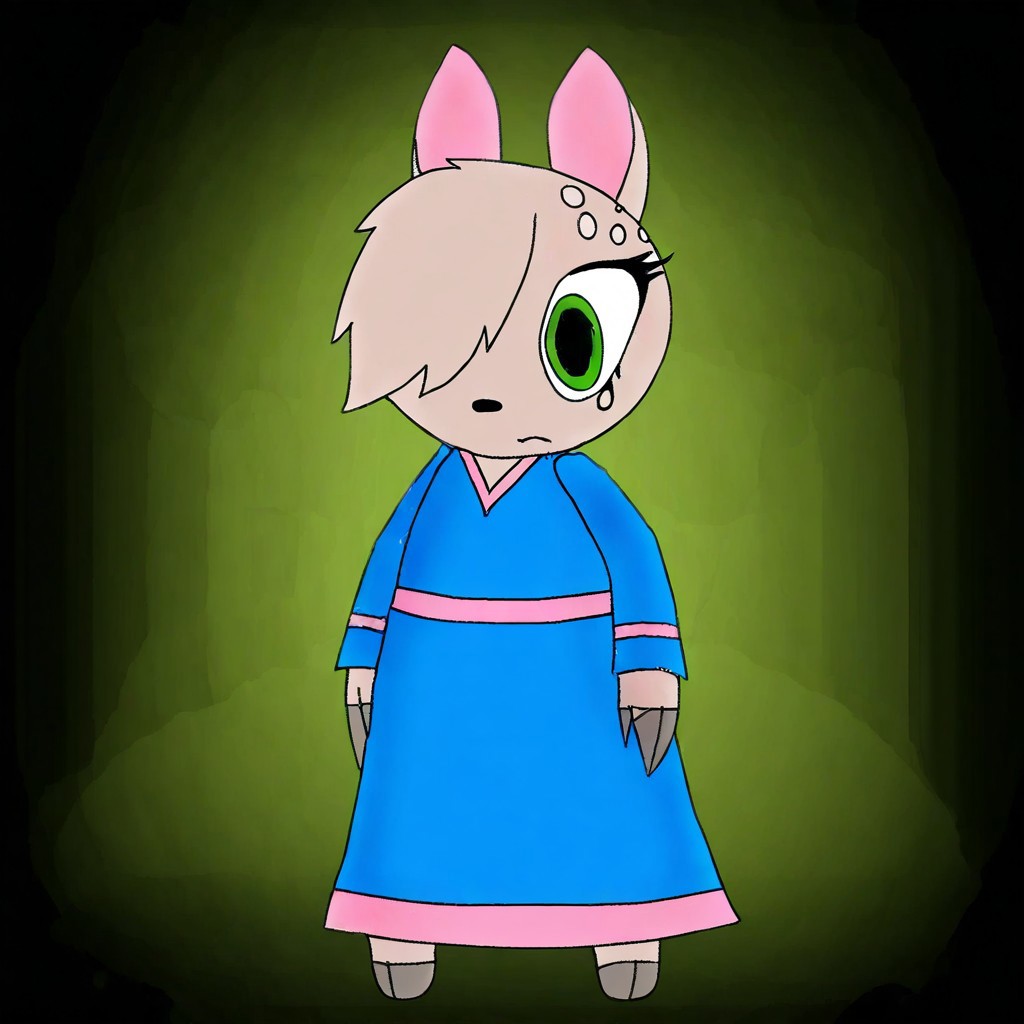 maydine, anthro, deer, solo,1girl, furry, green eyes, furry female, animal ears, hair over one eye