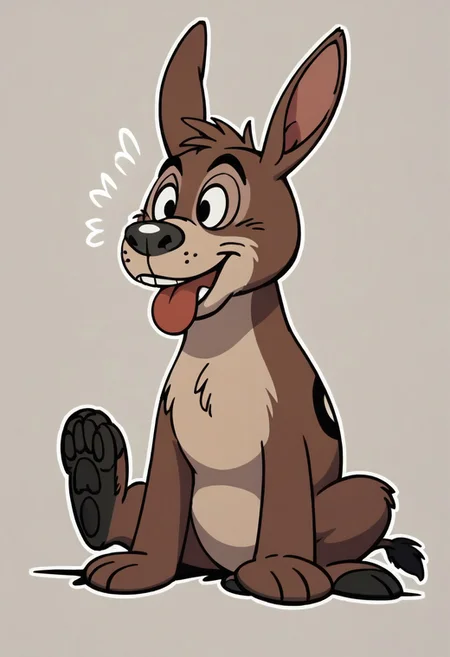 (score_9 | score_8_up | score_7_up) ((masterpiece:1))(best quality,very high quality,ultra detailed:1.2) (2D,cartoon style,anime style)(Smooth:2)(clean blurring) (four fingers on each hand,one thumb on each hand:1), solo, charles, dog, black spot on left eye, white fur, paw, dog paws, donkey dog hybrid, Full Donkey, half donkey, donkey head, donkey ears, donkey tail,