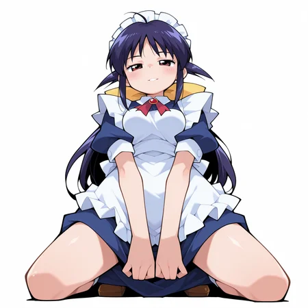 1girl, solo,
Mahoro Andou, Mahoromatic,â ,
simple background, white background, (from below :1.3) smug seductive pose, (kneeling , ,
parted lips ,
<lora:DarkfireStyle19:1.25>
