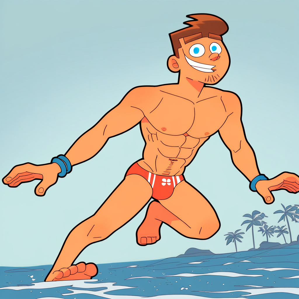 Tommy, 1boy, male focus, solo, brown hair, short hair, facial hair, blue eyes, swimsuit, male swimwear, abs, bracelet, speedo, topless male,  score_9, score_8_up, score_7_up, score_6_up <lora:vinceteaa_020_04v2-step00000400r:1> good face, good eyes, looking at viewer, full body,