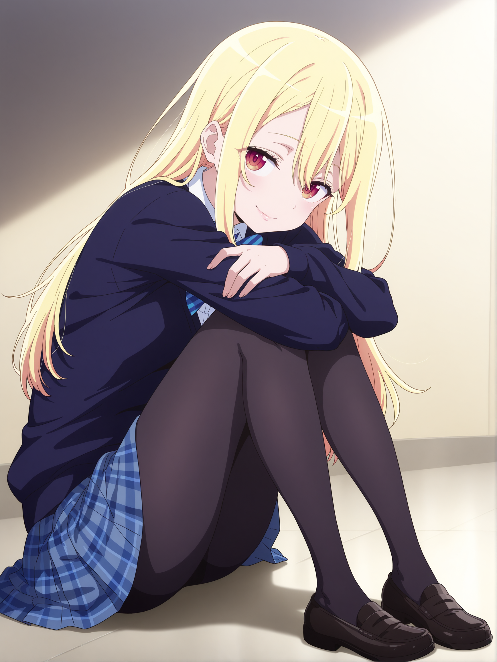 best quality,amazing quality,<lora:Lily Amane:1>,lily amane,seductive smile,full body,school uniform,pantyhose,