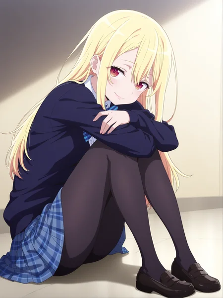 best quality,amazing quality,<lora:Lily Amane:1>,lily amane,seductive smile,full body,school uniform,pantyhose,