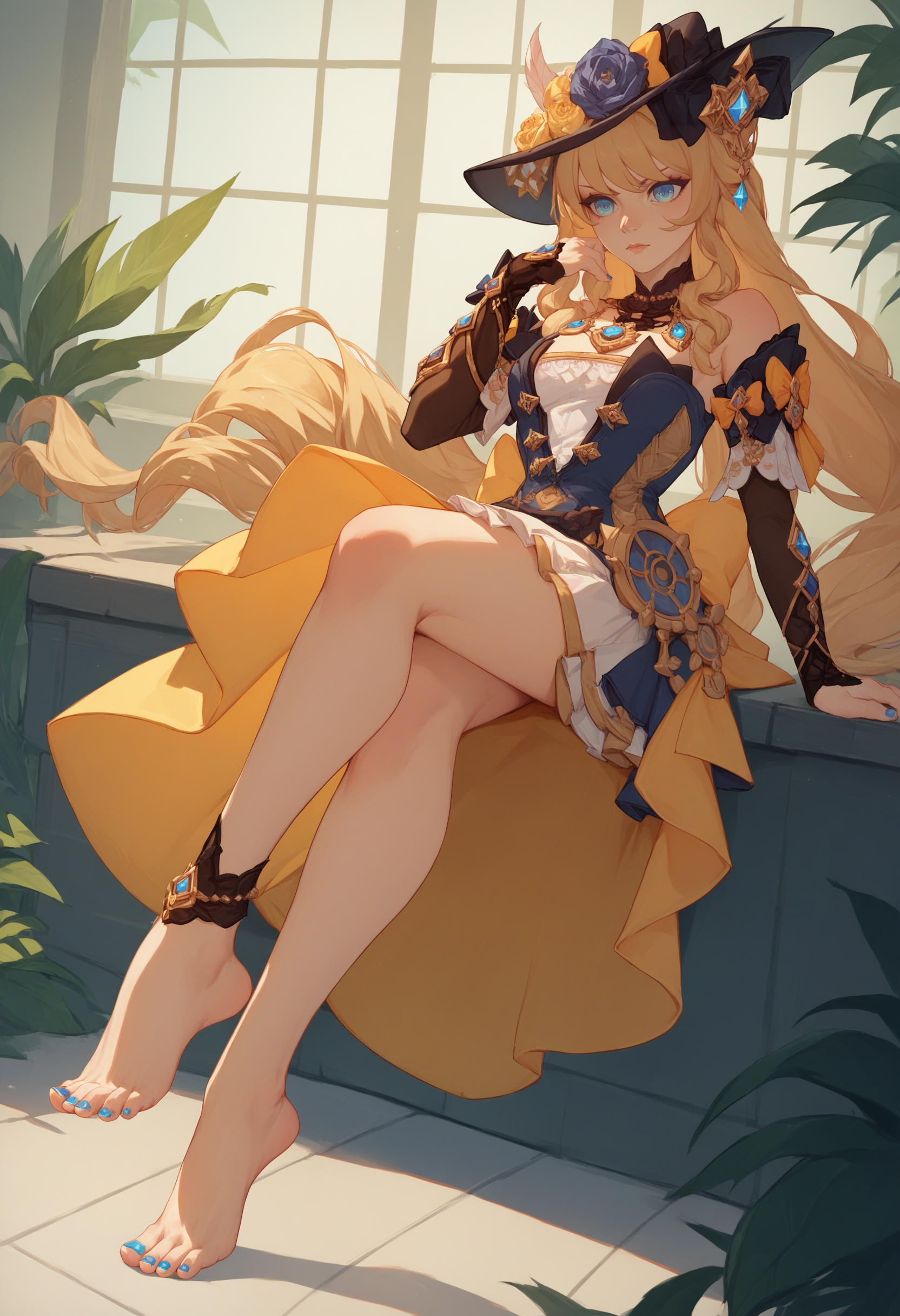 score_9, score_8_up, score_7_up, source_anime <lora:wrenchnavia-000009:0.9>,ginavia,female, skirt, barefoot, toenail polish,