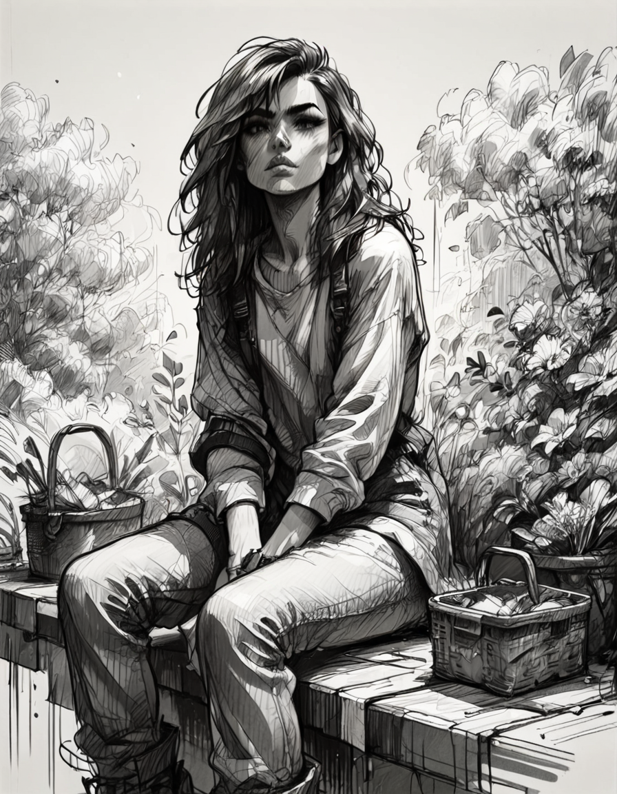 score_9, score_8_up, score_7_up,  <lora:Messy Sketch Style:1>, 1girl sitting, looking at viewer, monochrome, hatching (texture), graphite (medium),