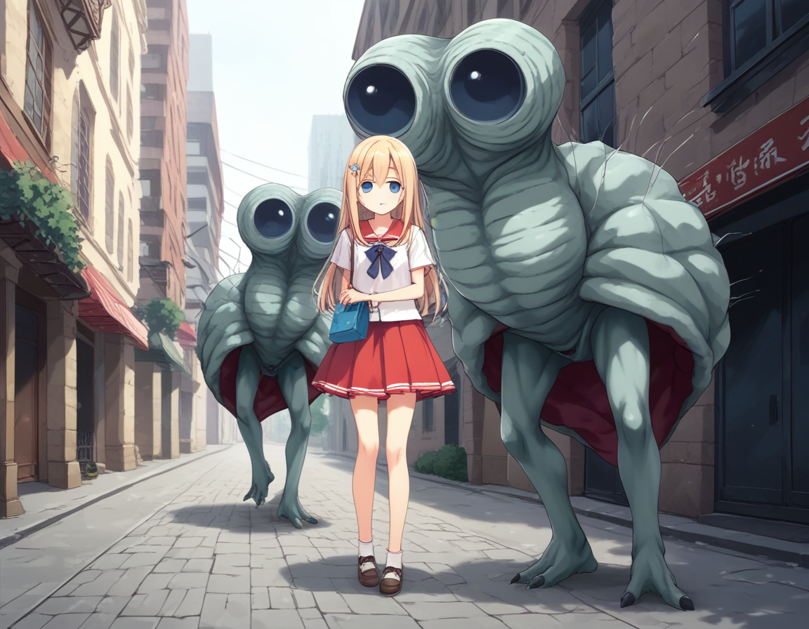 <lora:luxcius_XL_pony_bf_v1:1>luxcius,monster, city,, BREAK score_9, score_8_up, score_7_up, BREAK source_anime, rating_explicit, best quality, masterpiece, uncensored,<lora:sdxl_lightning_4step_lora:1>(clear eyes:1.2),clear art,zPDXLpg
