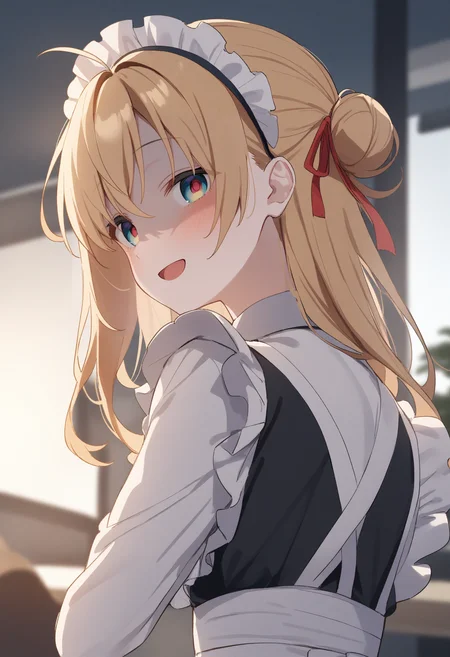 1girl,sincos, ningen mame, toosaka asagi,solo,medium breasts,20yo,maid,maid headdress,
yandere, <lora:yandere_XL_v1:0.7>
shaded face,empty eyes,head tilt,
from side, panorama shot, looking away, blonde hair, brown eyes,seductive smile, Shinjuku city, open mouth, hair bun hair,,
best quality, very aesthetic, absurdres ,