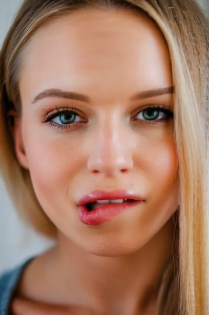 coped face, close up portrait photo of an 20 years old european blonde haired woman, enjoying live, (biting her lips), (winks with one eye at viewer), <lora:makeup_050_cosine_iter2_ 002_sdxl_jugger_10epoches_adafactor-step00005000:1>