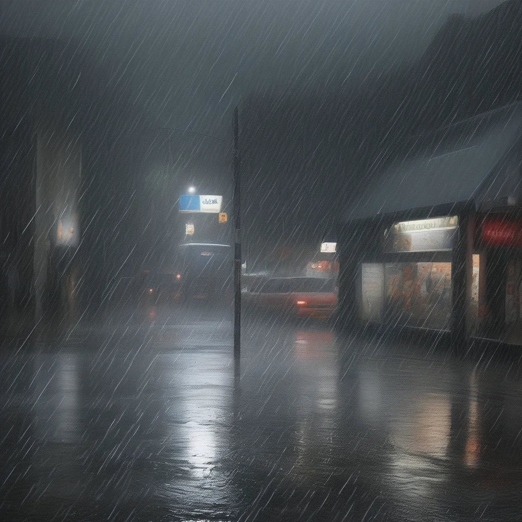 A photorealistic scenery photo of hvrn, heavy rain, rain, no humans