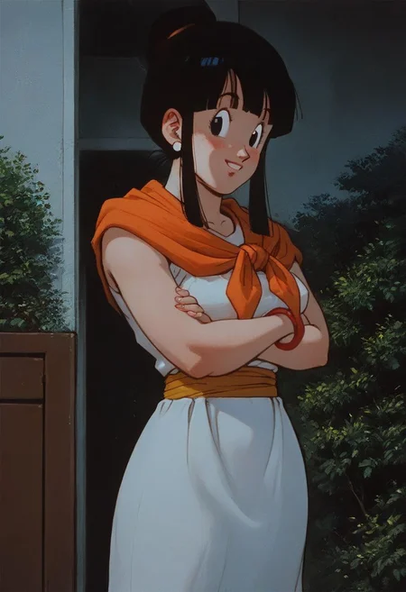 score_9, score_8_up, score_7_up, score_9, score_8_up, score_7_up,score_9, score_8_up, score_7_up, score_6_up, score_5_up, source_anime, uncensored, BREAK, masterpiece, best quality, ultra-detailed, chichi_dbz, ((milf, mature face, tall)), Purple_Dress_Orange_Neckerchief, sleeveless, standing, smile, on the mountains, cowboy shot, realistic, volumetric lighting, intricate details, tonemapping, sharp focus, hyper detailed, <lora:chichi_dbzV2:0.7>