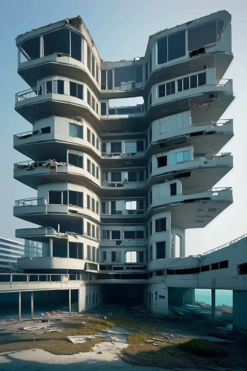 zPDXL2, score_9, score_8_up, score_7_up, <lora:AbandonedArchitecture_epoch_10:1>, abandoned buildings, 
school, overtaken by the sea, BREAK, day