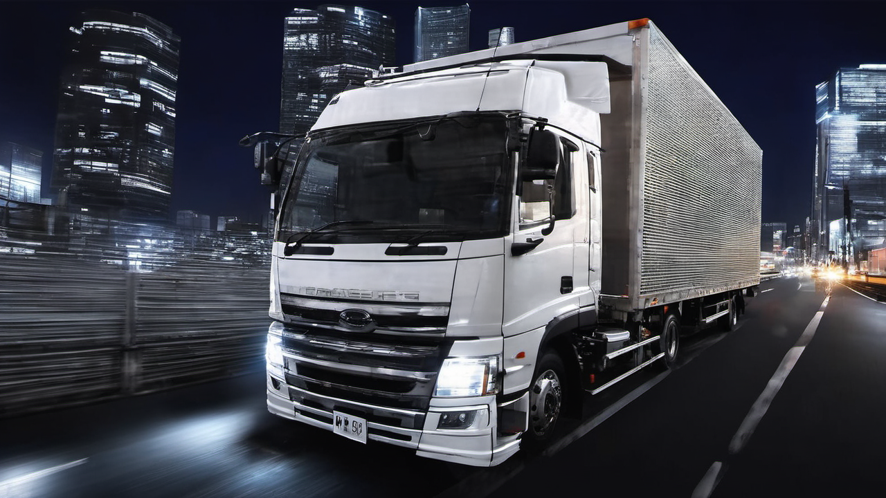 masterpiece,(bestquality),highlydetailed,ultra-detailed,illustration,(driving:1.5),Japanese truck,(nightime),cityscape,Expressway,vehicle_focus,<lora:add-detail-xl:1>,<lora:Japanese_truck_2025.1.1:1>,