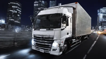 masterpiece,(bestquality),highlydetailed,ultra-detailed,illustration,(driving:1.5),Japanese truck,(nightime),cityscape,Expressway,vehicle_focus,<lora:add-detail-xl:1>,<lora:Japanese_truck_2025.1.1:1>,