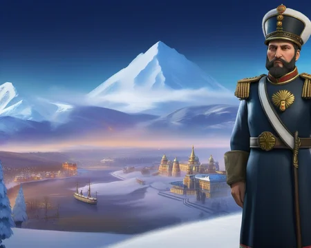 Civilization 6 style, Tsar, ice and snow background <lora:ææXLv1:1>