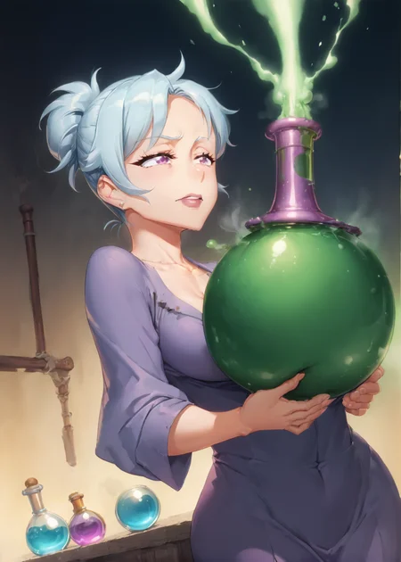score_9, score_8_up, score_7_up,source_anime,8K,high resolution,masterpiece,highly detailed,BREAK,1girl(witch,mature),engulfed_in_smoke,(fuming_potion(smoke,boiling):1.5),magical_smoke_from_potions,vapors,spilled potions,in a lab,background(laboratory),(three-quarter portrait),dutch angle,<lora:Anime Summer Days Style SDXL_LoRA_Pony Diffusion V6 XL:0.6>,<lora:ShoujiPonyXLV2:1.2>, <lora:xl_more_art-full_v1:0.5> ,<lora:add-detail-xl:1>,<lora:SDXLFaeTastic2400:1>, <lora:SDXL_Dices_Mega_Detail_v1:1>,