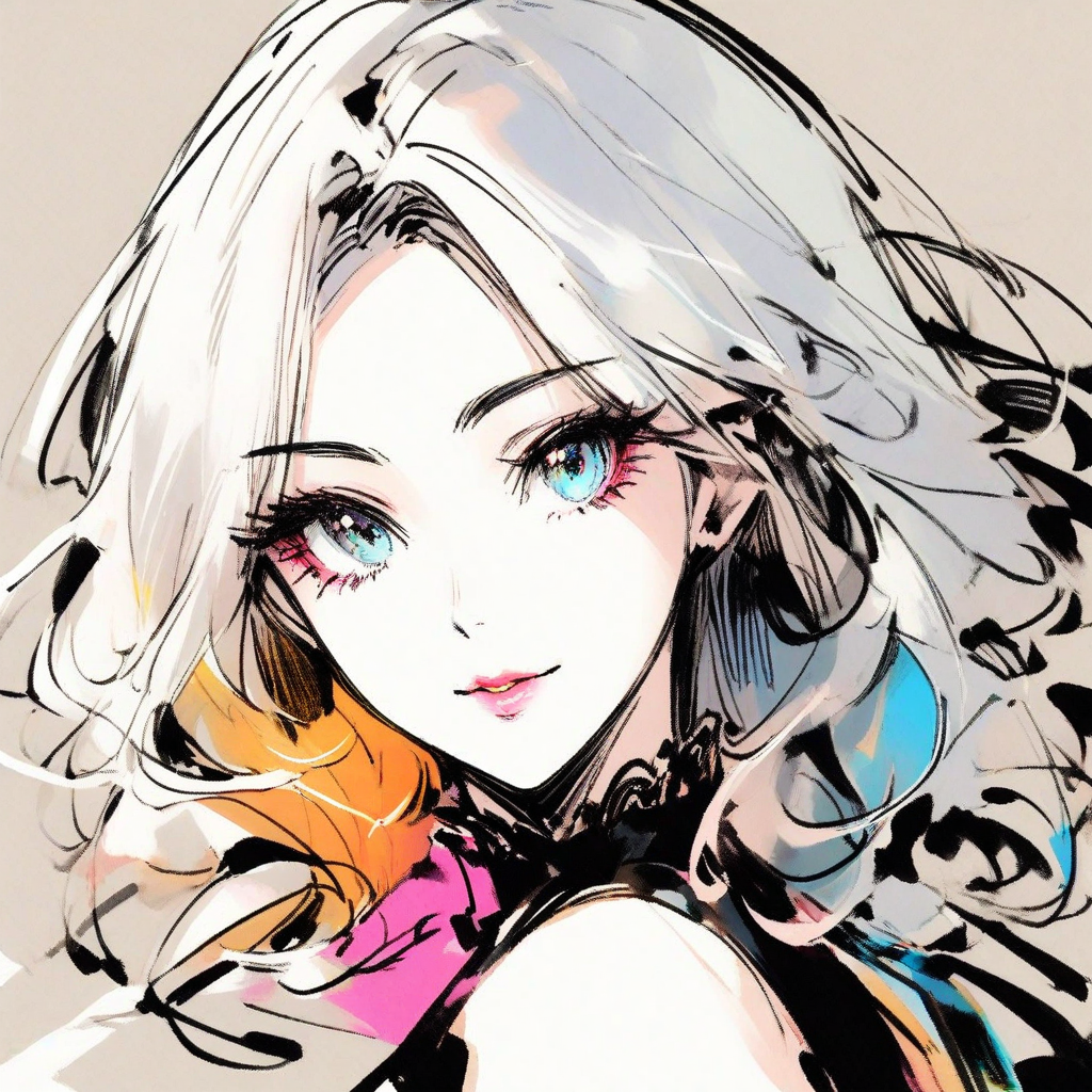 inksketch, a portrait of a woman, colorful