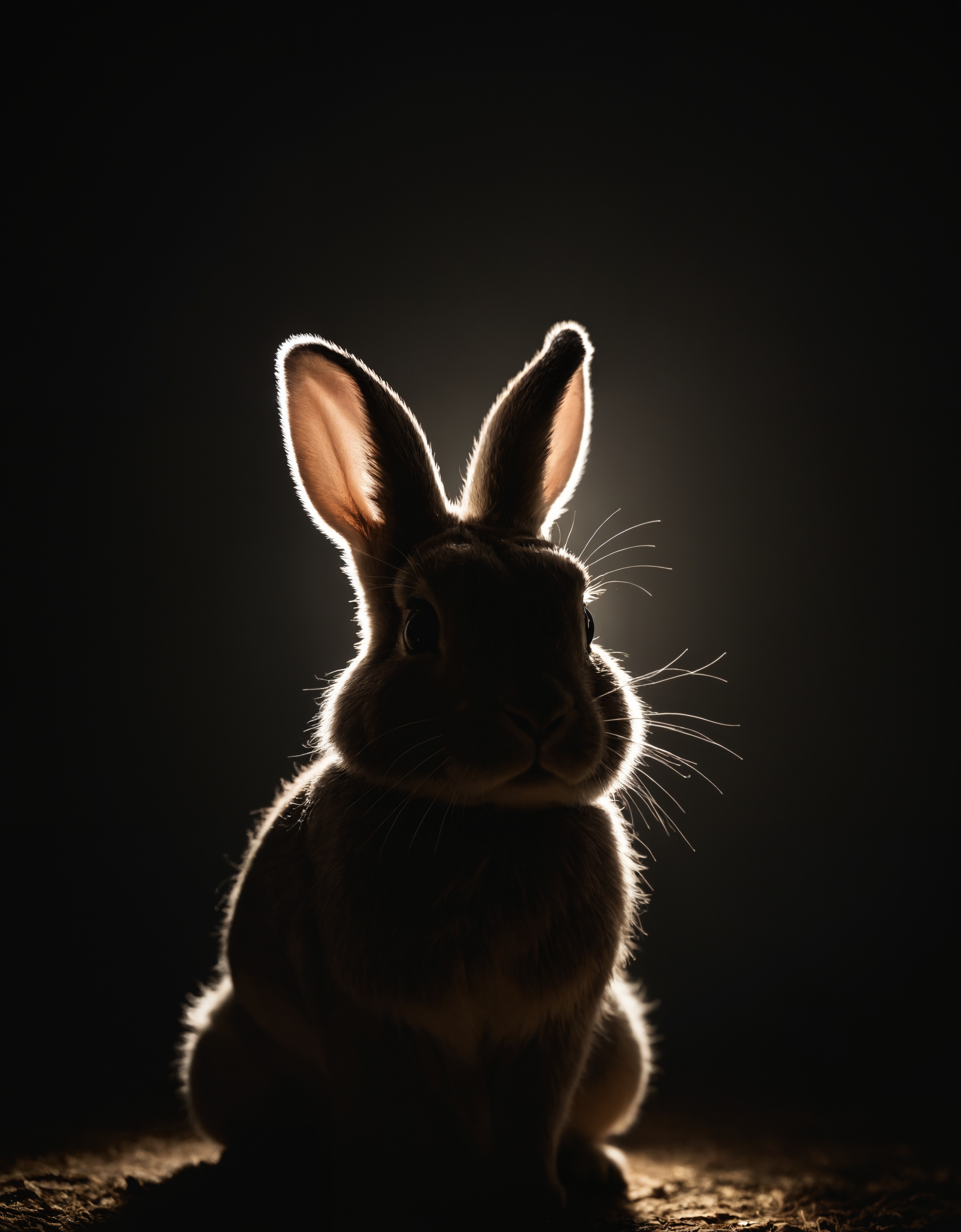 zavy-rmlght, award winning shot of a bunny, rim light, light behind, dark