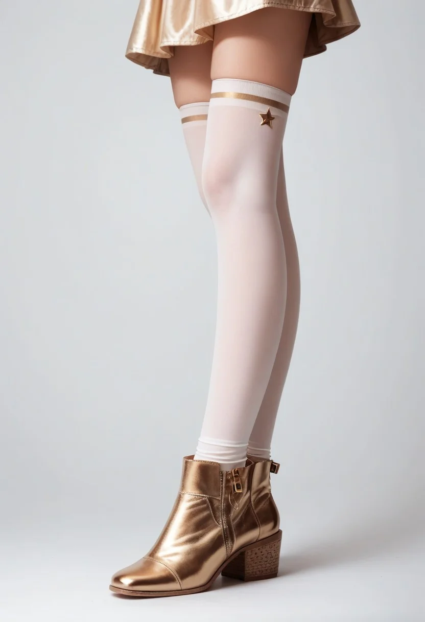 score_9, score_8_up, score_7_up, photorealistic, rating_safe,
lower body, multicolor ankle booties, multicolor thighhighs, multicolor dress, perfect legs, simple background, fashion