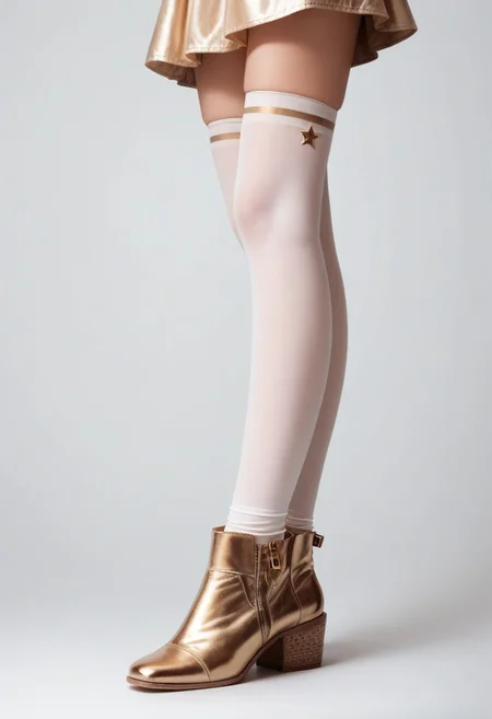 score_9, score_8_up, score_7_up, photorealistic, rating_safe,
lower body, multicolor ankle booties, multicolor thighhighs, multicolor dress, perfect legs, simple background, fashion