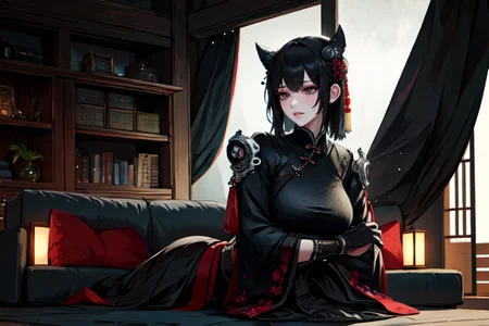 highly insanely detailed, masterpiece, top quality, best quality, highres, 4k, 8k, RAW photo, (very aesthetic, beautiful and aesthetic), ancient japanese cyberpunk, ancient chinese cyberpunk,
1girl, solo,
photo of an intimate photo studio, with soft lighting, cozy seating, artistic props, creative backdrops, comfortable sofas,stormy weather,during winter,at night,
<lora:two_side_up-1.0:0>âââ