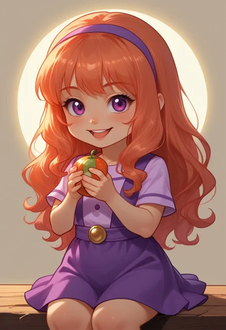 score_9, score_8_up, score_7_up, source_anime, solo, adorable chibi Daphne Blake, happy, Daphne's clothes, (chibi body:1.4), (indirect lighting, dynamic lighting:1.4), simple background, chibi art style, (detailed image, high resolution, 5k resolution:1.0), (realistic style, chibi art style, las lindas Art Style:1.2)