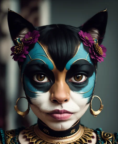coulchat, raw candid cinema photography portrait, a woman cat, (photo in Haunted carnival:1.2) Pakistani Goshenite Sodium Southern Gothic self-controlling dark turquoise, by Patrice Murciano, ultra realistic textured skin, skin pores, hard focus, film grain, photographed with a Sony a7 III Mirrorless Camera, by photographer (dark goldenrod:1.2) <lora:epiNoiseoffset_v2:0.7> <lora:lora_coulchatV3:1>