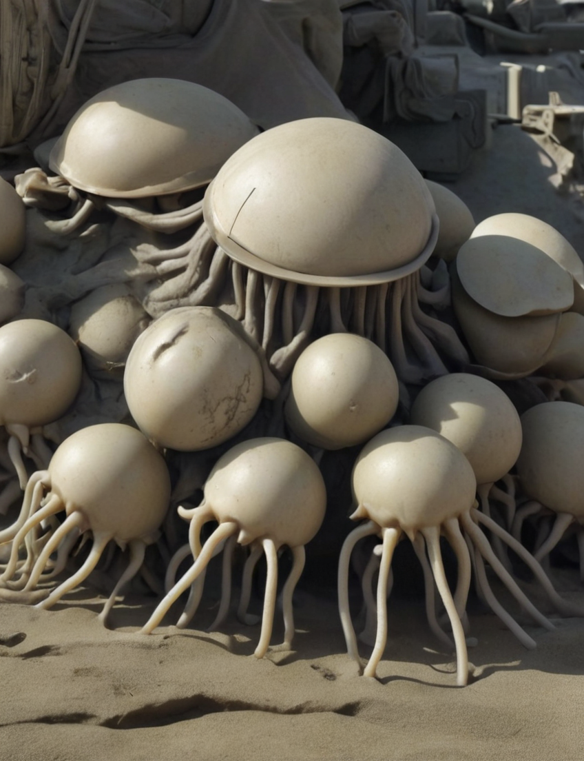 concept art, a heavily armored jellyfish, deep shadows, contrast ,  <lora:- SDXL - amredpll_armored_style_V1.0:.9>