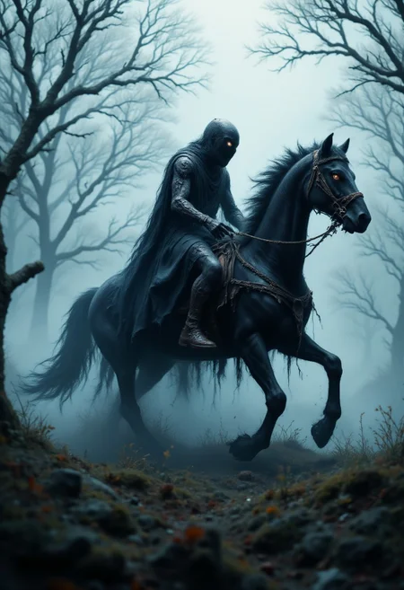A ghostly knight riding a skeletal steed through a misty battlefield, his sword glowing with a haunting, otherworldly energy.
, aidmaHalloweenBoost, aidmafluxpro1.1, aidmaimageupgrader, aidmaHyperrealism