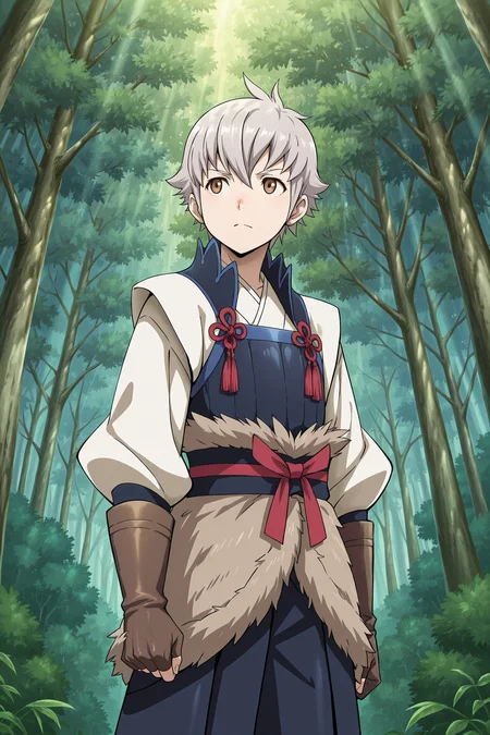 anime screencap, anime coloring, detailed face, masterpiece, best quality, very aesthetic, absurdres, volumetric lighting, official style, amazing quality, ultra detailed, highres, amazing quality, scenery, beautiful detailed hair, beautiful detailed eyes,
<lora:StS-Illustrious-Detail-Slider-v1.0:4>
<lora:Kiragi_Fire_Emblem_Fates_r1:.8>
outdoors, forest,
Kiragi (character), 1boy, male focus, solo, grey hair, brown eyes, gloves, serious expression, cowboy shot, (view from the side, low angle:1.2)