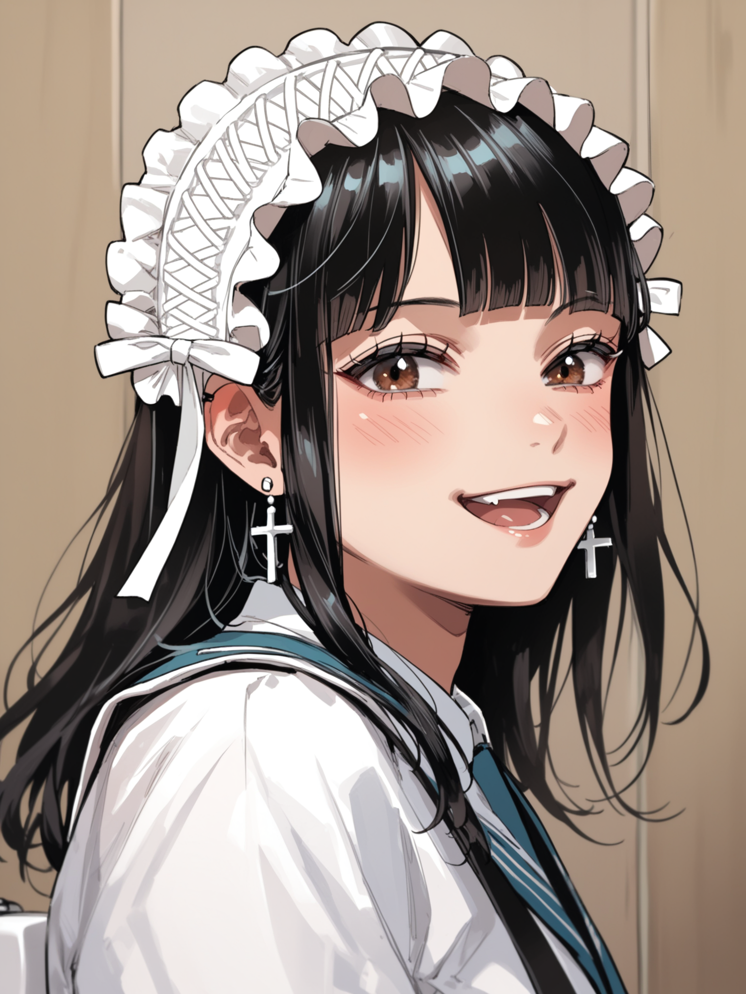 <lora:happy_tentacle-ibararachi-v0.1-000010:1>, ht_ibararachi, frilled hairband, cross earrings, black hair, brown eyes, , smile, open mouth, restroom, toilet, uniform upper body, 1girl, (petite:1.2), solo focus, (looking away:1.1), sidelighting, (depth of field:0.8), from side, [(realistic, photorealistic:1.2):(realistic:1.3):22], [(3d:1.2)::10], <lora:LUUNA's Lunas-NijiJourney-SDXL-B2:0.6>, nijijourney, <lora:prgfrg23's Counterfeit-V3.0 Style SDXL_LoRA_Pony Diffusion V6 XL:0.3> <lora:Shed_The_Skin's StS_age_slider_v1_initial_release:-1>, score_9, score_8_up, score_7_up, score_6_up, score_5_up, score_4_up