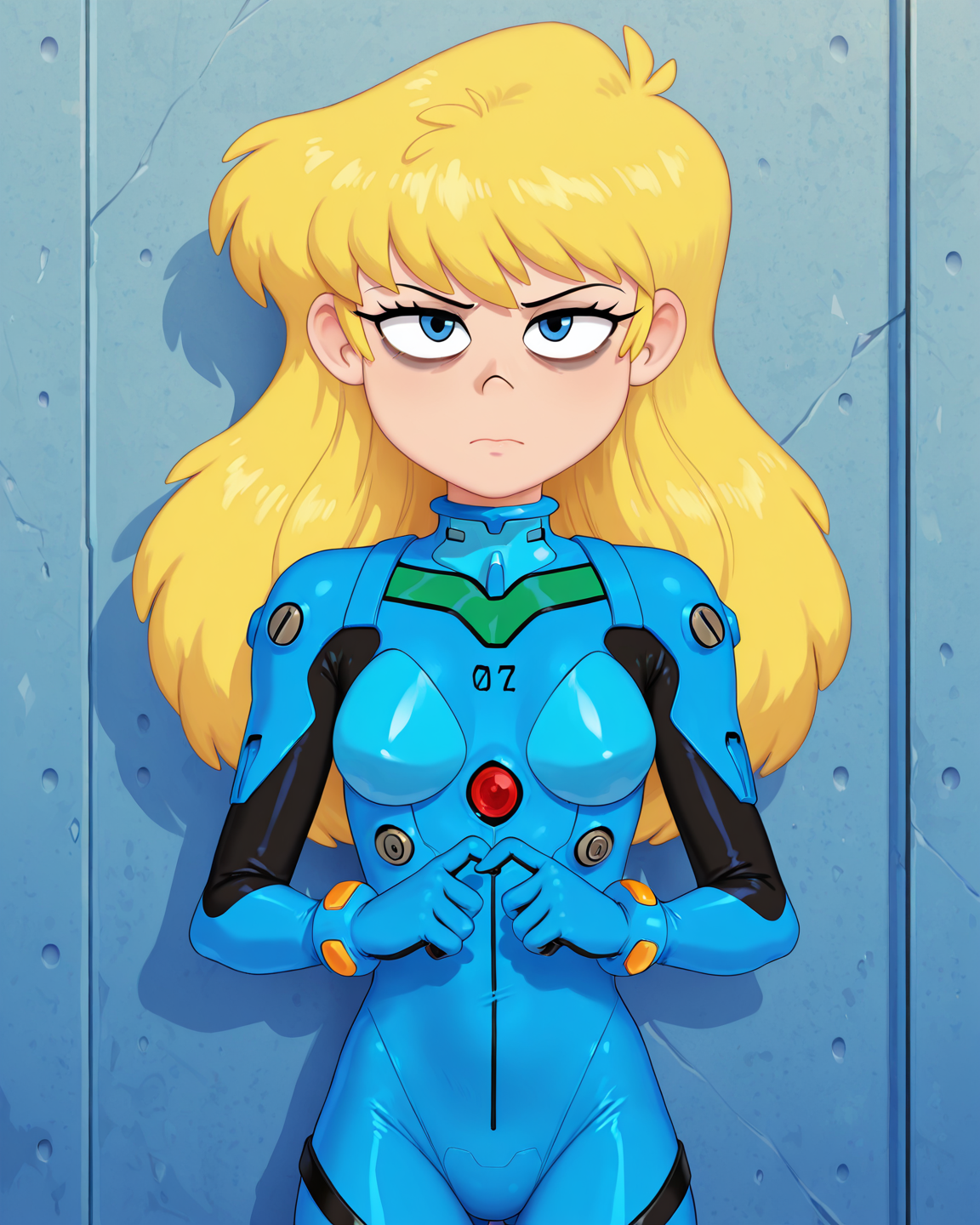 score_9, score_8_up, score_7_up, masterpiece, best quality, newest, absurdres, highres, amazing quality, colorful, 
masterpiece, best quality, absurdres, newest, very aesthetic, amazing quality,highres,sensitive, absurdres, high resolution, ultra detailed, perfect details,
source_cartoon,   toon (style), (cartoon:1.0), source_carton:1.1, rating:explicit, dynamic sexy pose, seductive, sultry,
detailed,detailed eyes,perfect eyes,detailed,detailed hands,perfect hands,detailed,detailed legs,perfect hands, 1girl, solo, 
 <lora:Hoshime_Style_r2:0.6> , Hoshime_Style, petite,
 <lora:Loan_Loud:0.8> , L0an_Loud, blonde hair, bags under eyes, pilot suit, bodysuit, upper body, blue eyes, looking at viewer, plugsuit, long hair,