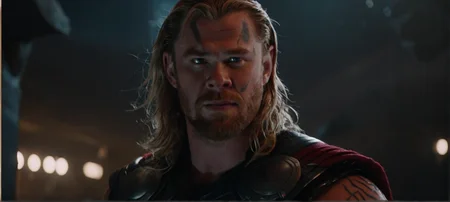 A cinematic film still of a 

a close up photo of Thor, tattoos, cinematic lighting, film still, movie