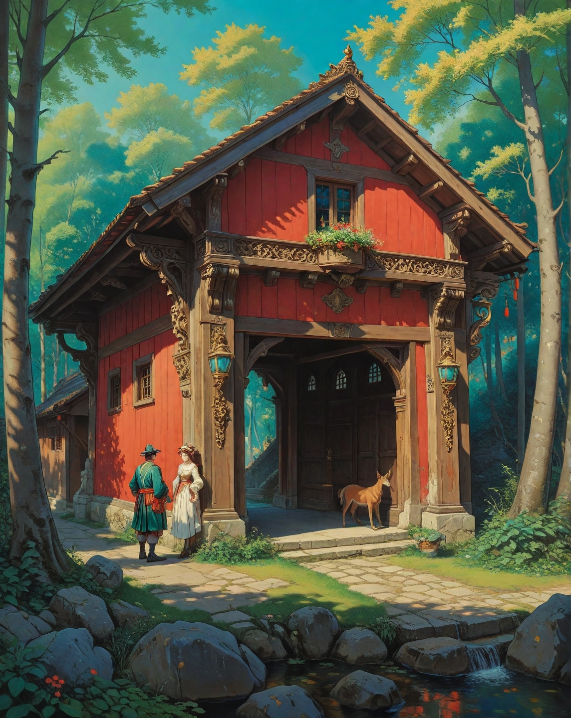 Renaissance style, Baroque, anime artwork Ferdinand Hodler (alpine symbolism), Ancient beech forest with emerald undergrowth, wood mouse food cache, covered bridge with shingle roof,stoat hunting rabbits.,
<lora:Wild_Anime_2025:0.7>,
<lora:风格:0.7> style10,
<lora:extremely_detailed:0.7> extremely detailed ,
<lora:aidmaImageUpgraderSDXL-v0.3:0.5> aidmaImageUpgrader,
<lora:add-detail-xl:0.7>,
<lora:HyperdetailedColoredPencilIl:0.3>  ArsMJStyle, Colored pencil hyperdetailed realism, . anime style, key visual, vibrant, studio anime,  highly detailed, Fantasy painting art style, imaginative, dynamic composition, professional-grade execution, creates immersive world and landscape, painterly, epic, magical, dramatic, exuberant, grandeur, baroque art, oil painting art style from Renaissance period, masterful composition, Renaissance mood, renaissance oil painting, brush strokes, Realistic, perspective, light and shadow, religious or mythological themes, highly detailed